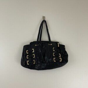 Treesje Black Leather Large Hobo Satchel Bag